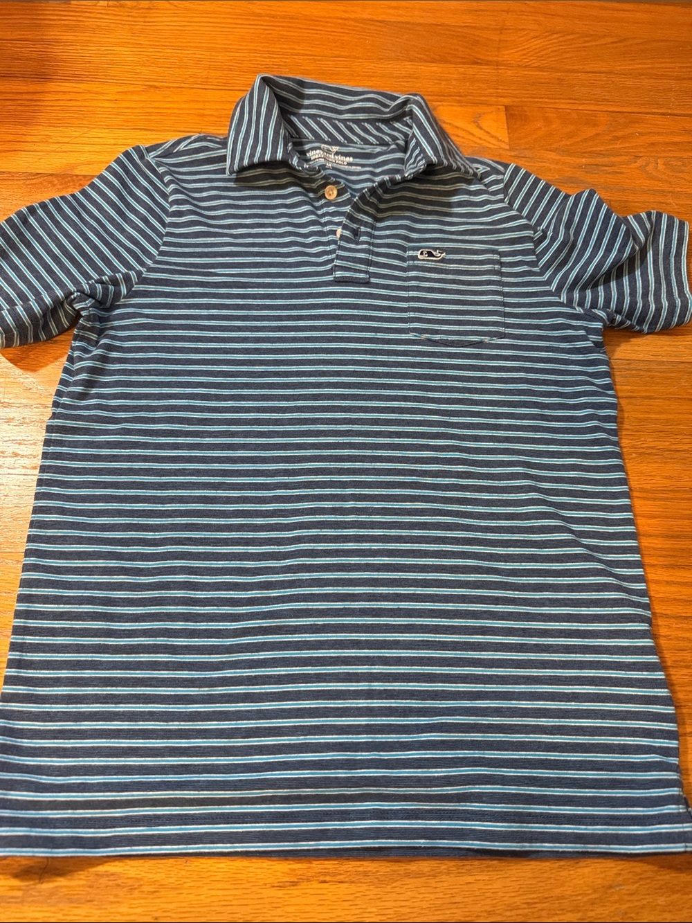 Vineyard Vines Striped Navy & Light Blue boys Polo